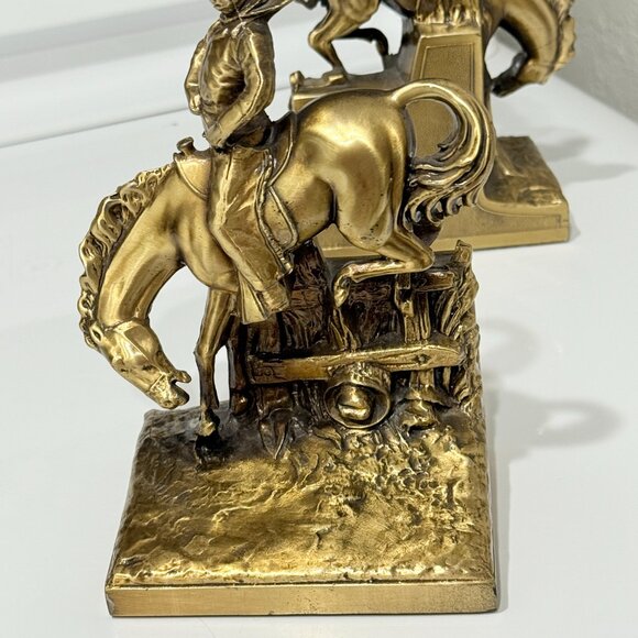 1960's PM Craftsman Cast Bronze Western Bookends - Picture 13 of 17